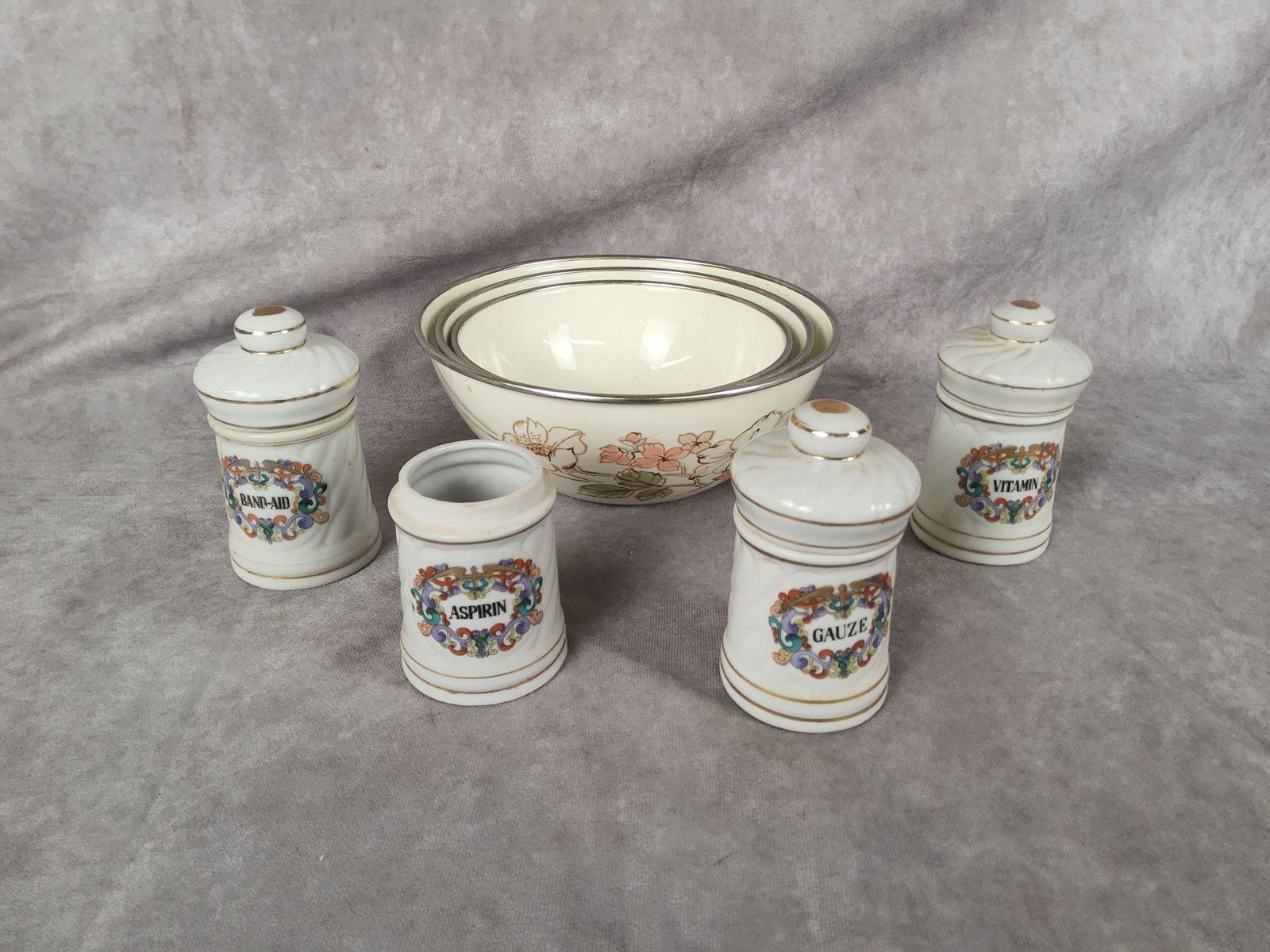 1970's Home Apothecary Jars & Metal Mixing Bowls (1 of 5)