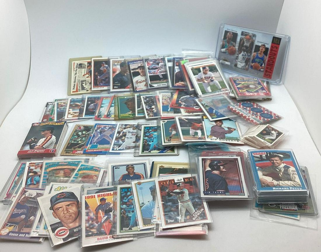 Large Group of 1980s and 90s Baseball Cards with Stars and Rookies: Includes a few other sports. Has 1989 Score Deion Sanders Rookie, Jim Thome rookie, etc.