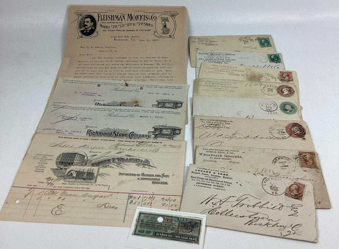 Group of Lynchburg Virginia Advertising Postal Covers 1880s (1 of 2)