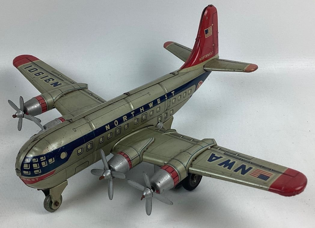 1950s Hadson Japanese Tinplate Northwest Airlines Plane (1 of 4)