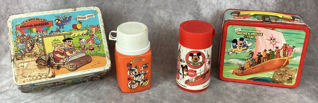 Lot of 2 Metal Lunch Boxes with Thermos (1 of 4)