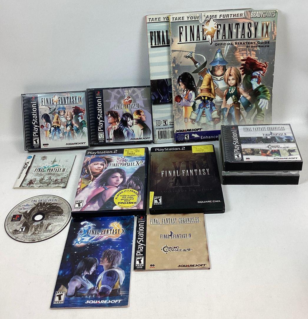 Group of Final Fantasy PlayStation Games and Books (1 of 3)