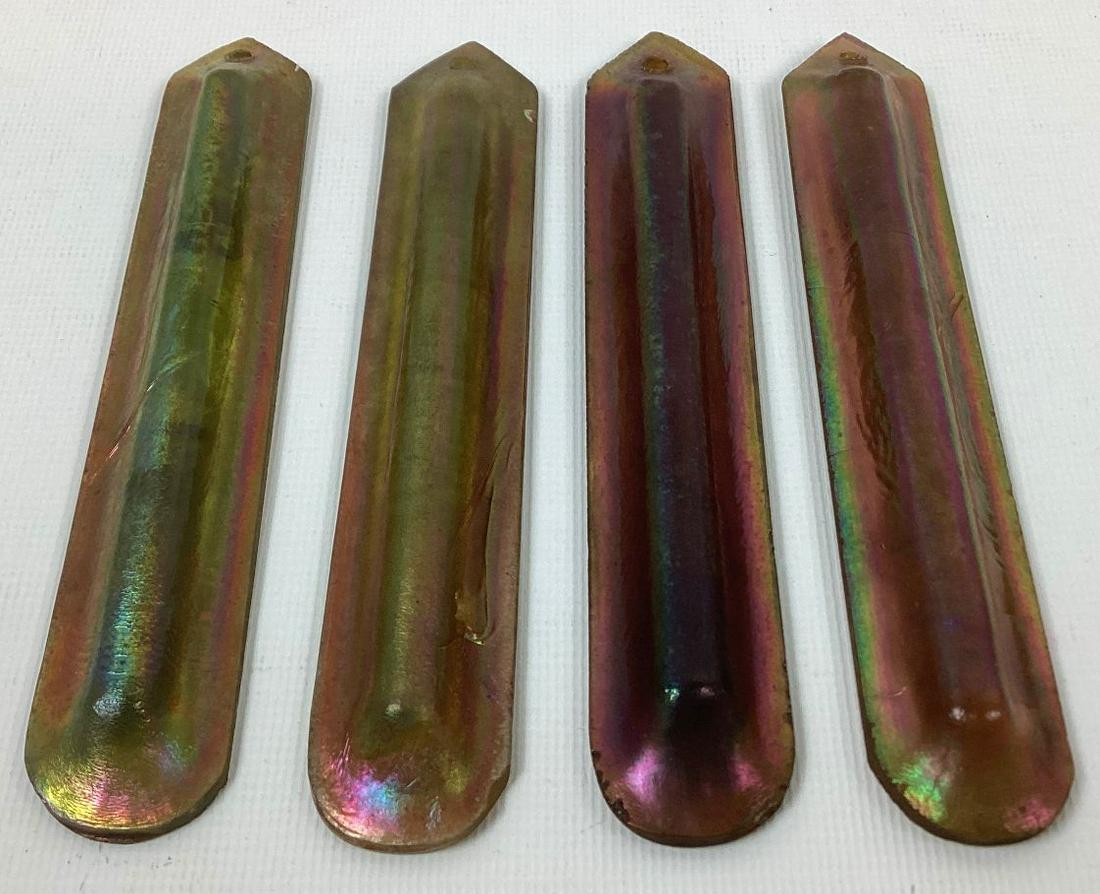 Group of 4 Tiffany Favrile Glass Lamp Prisms: Circa 1910. Very minor chips along bottom edges. 5 3/4" long