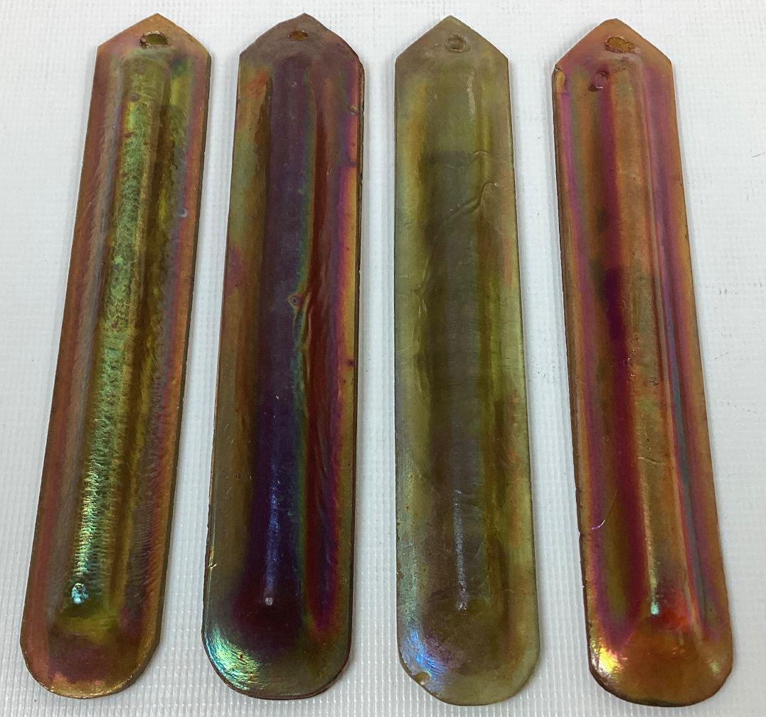 Group of 4 Tiffany Favrile Glass Lamp Prisms: Circa 1910. Minor wear. 5 3/4" tall.