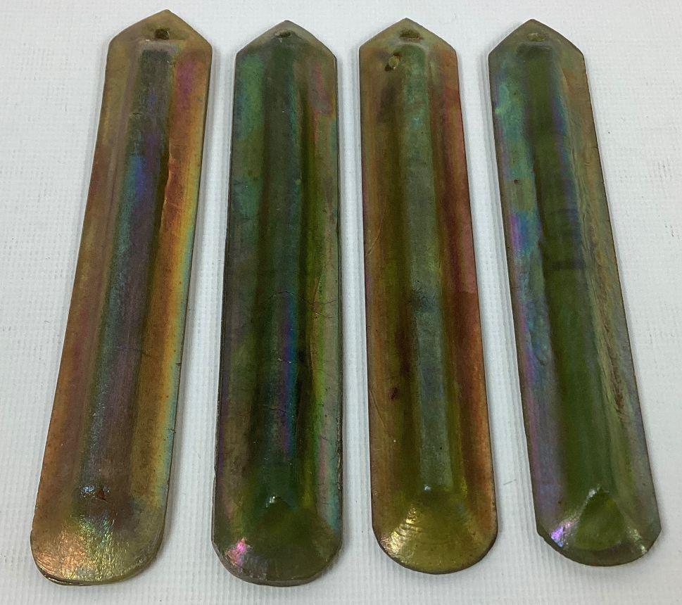 Group of 4 Tiffany Favrile Glass Lamp Prisms: Circa 1910. Minor wear. 5 3/4" long.
