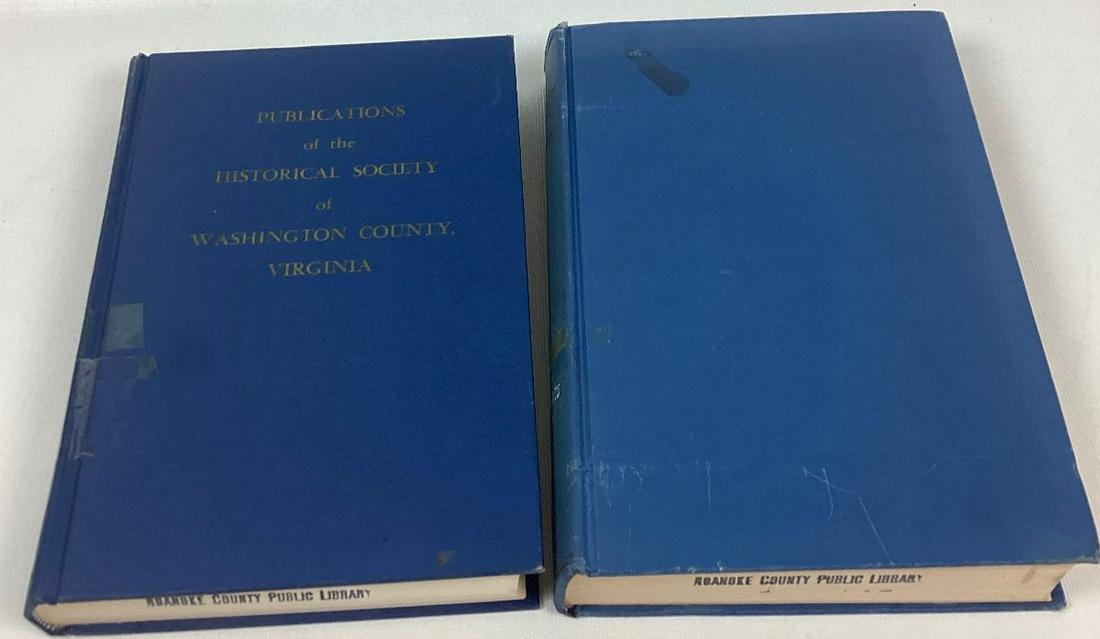 Two Southwestern Virginia Historical Books: History of Scott County Addington 1932 and Publications of the Historical Society of Washington County Virginia which contains reprints of various historical pamphlets from the 1930s and 40s. Ex-Libri