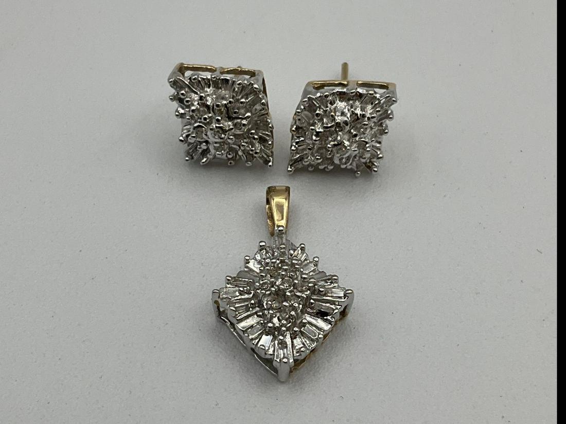 10k Gold & Diamonds Pendant & Earrings (1 of 4)