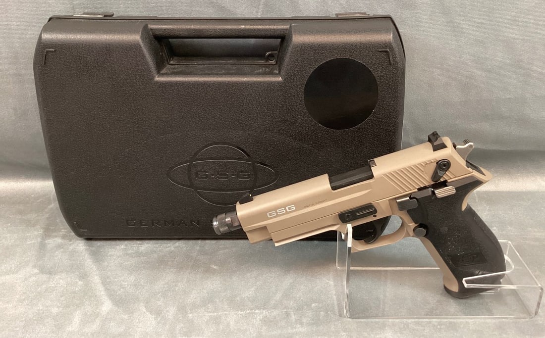 G S G Firefly Pistol in .22 Long Rifle: Serial# F371825. 99% finish. Bore is excellent. Grips are excellent. Comes with original hardcase. Barrel 4 3/4" Overall 8" Registration Required