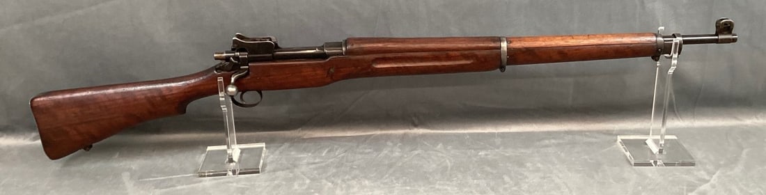 US Model 1917 Rifle by Winchester in .30-06: Serial#536331. Approximately 60% finish. Bore is very good with pitting. Stock is good with areas of scratches and bruising throughout. Upper hand guard has been repaired. Barrel is marked W 12-18. Sl