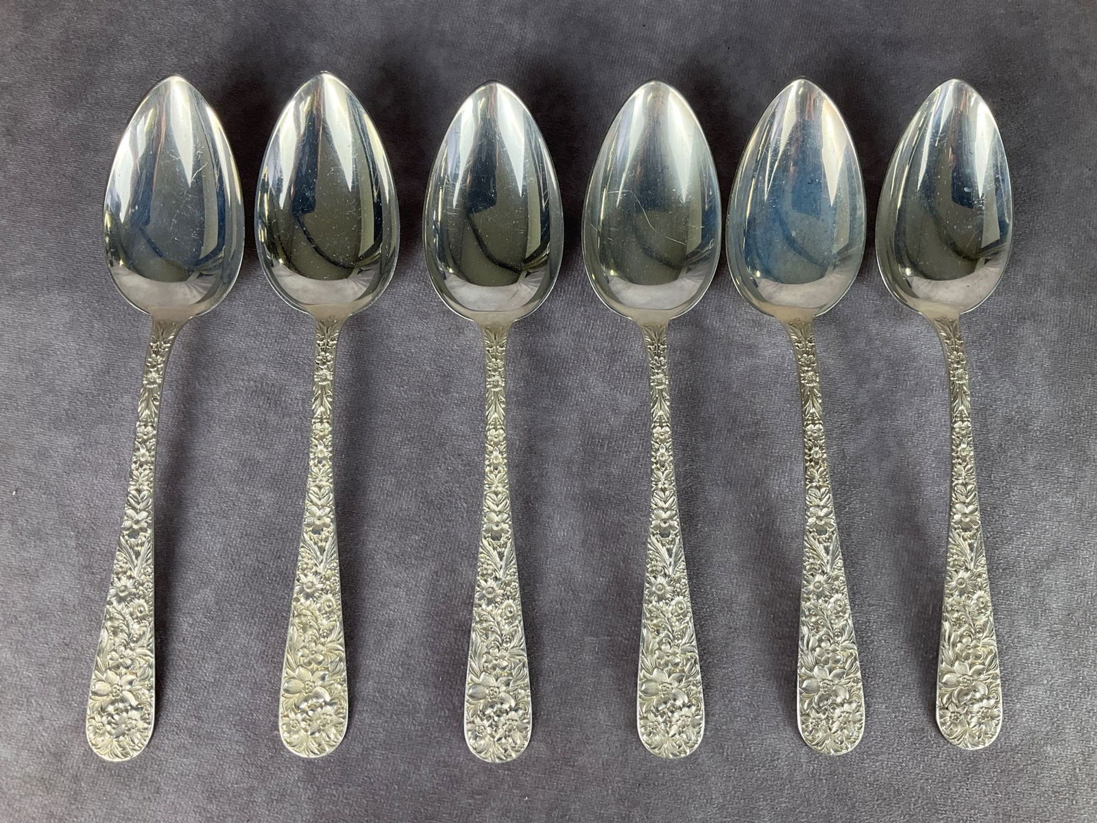 Kirk & Sons Sterling Repousse Large Table Spoons (1 of 4)