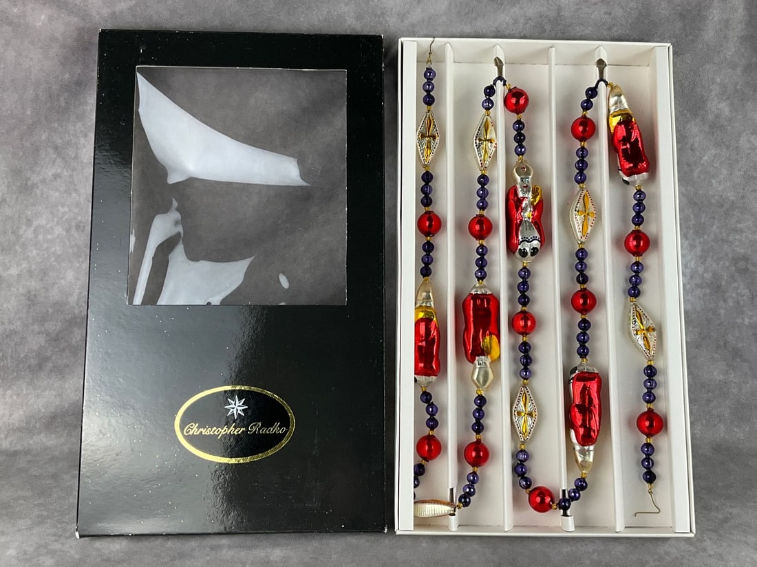 Christopher Radko Bishops & Cross Glass Garland: Made in Czech Republic. 72 inches long. Good condition.