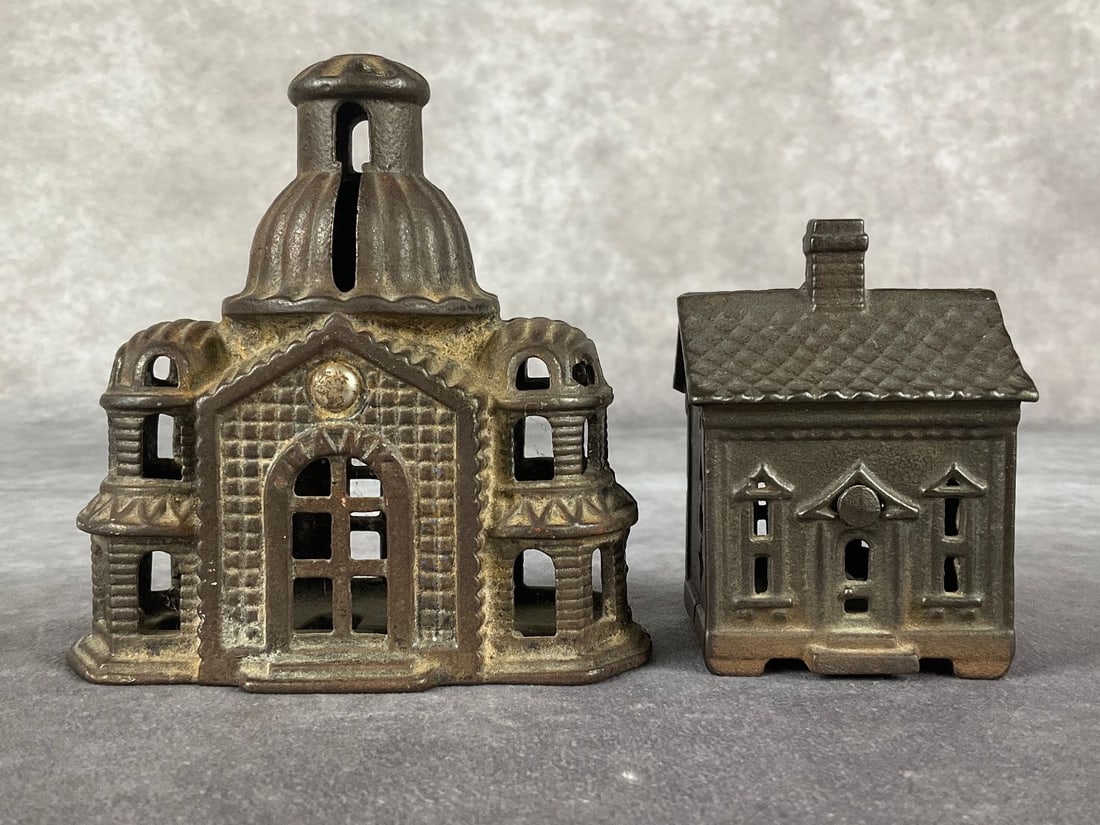 Early 20th Century Cast Iron Building Banks (1 of 6)