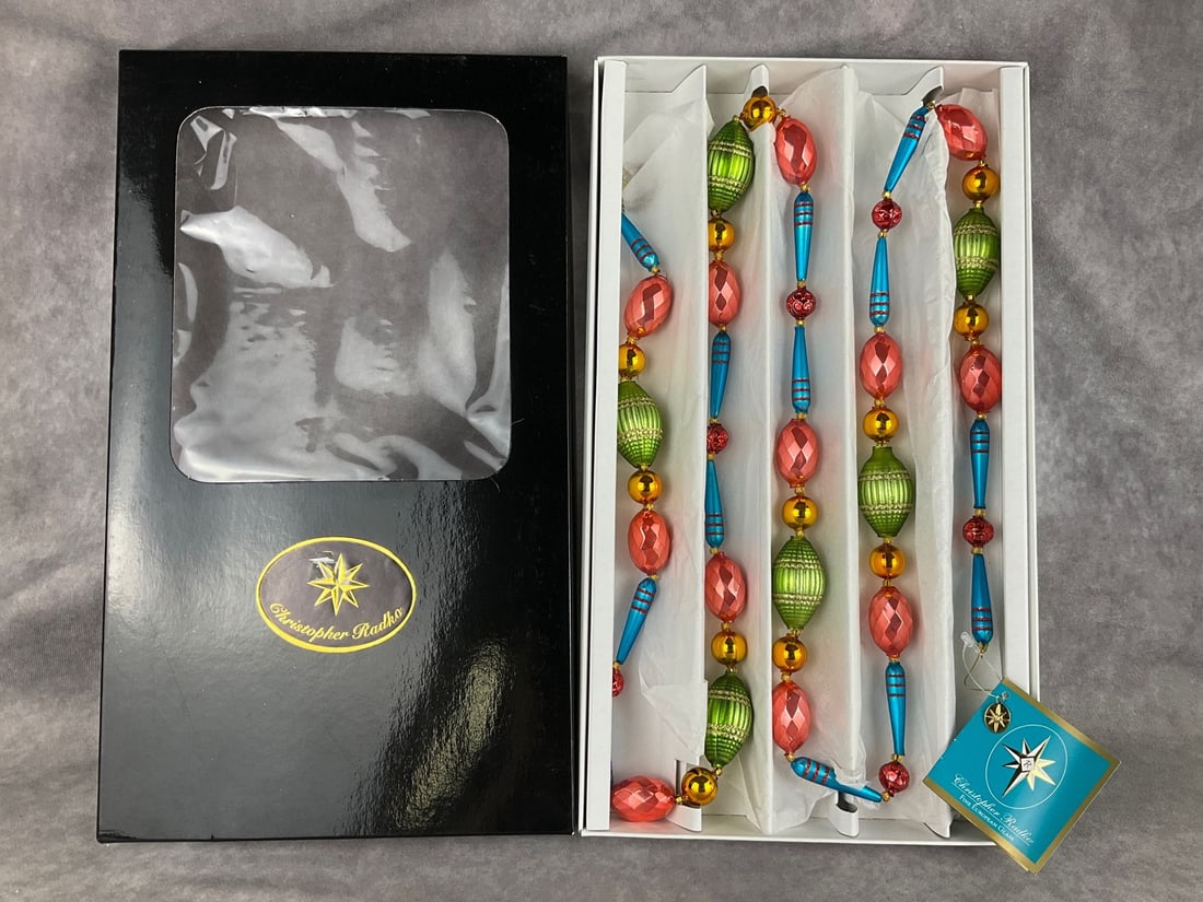 Christopher Radko Venetian Walls Glass Garland: With tag and original box. Good condition. 72 inches.