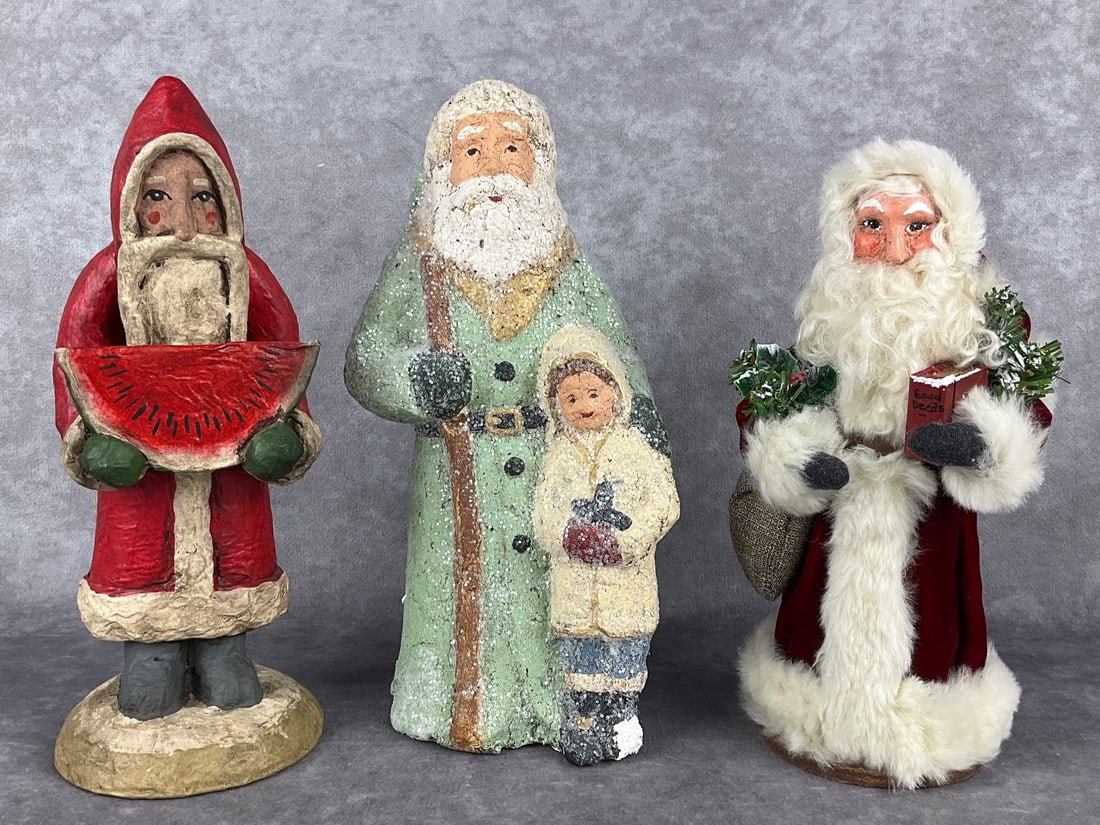 Three Folk Art Santa Claus Figures (1 of 7)