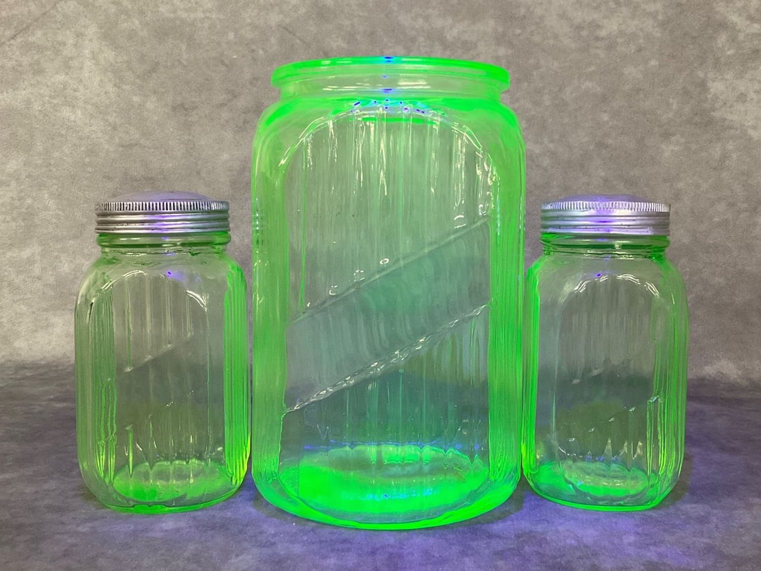 Uranium Glass Canister and Shakers (1 of 11)