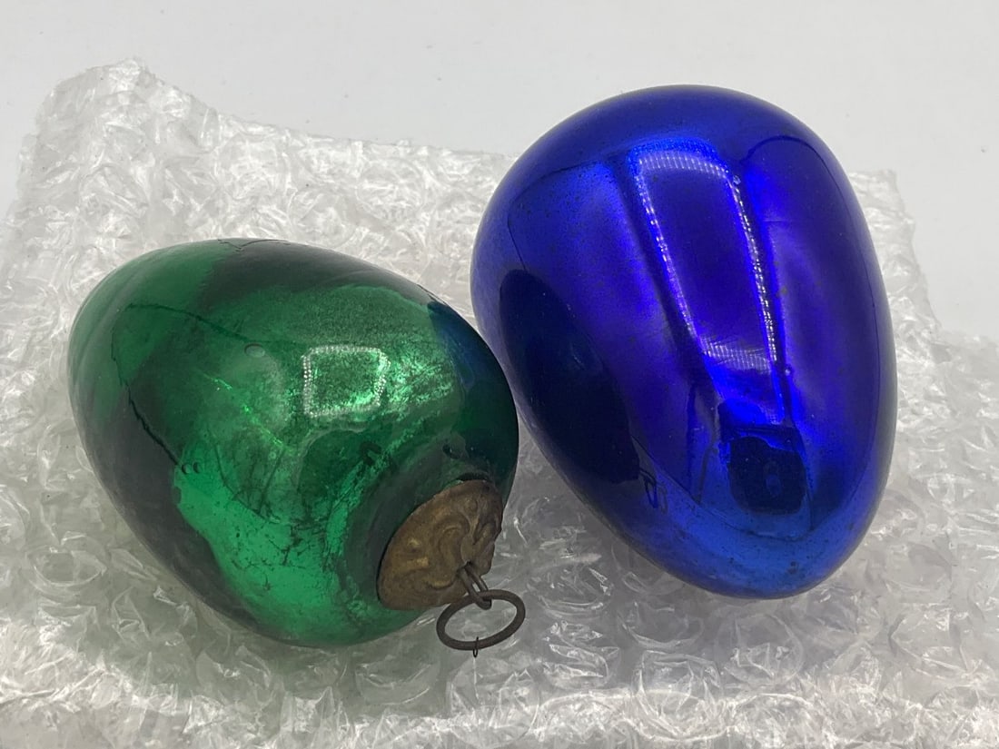 Two Egg Shape Kugel Glass Ornaments (1 of 4)