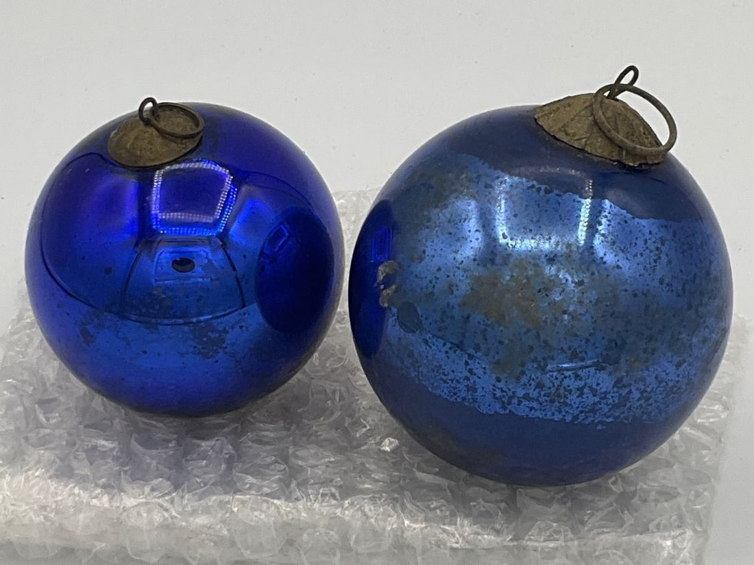 Antique Cobalt Blue Kugel Glass Ornaments Auction