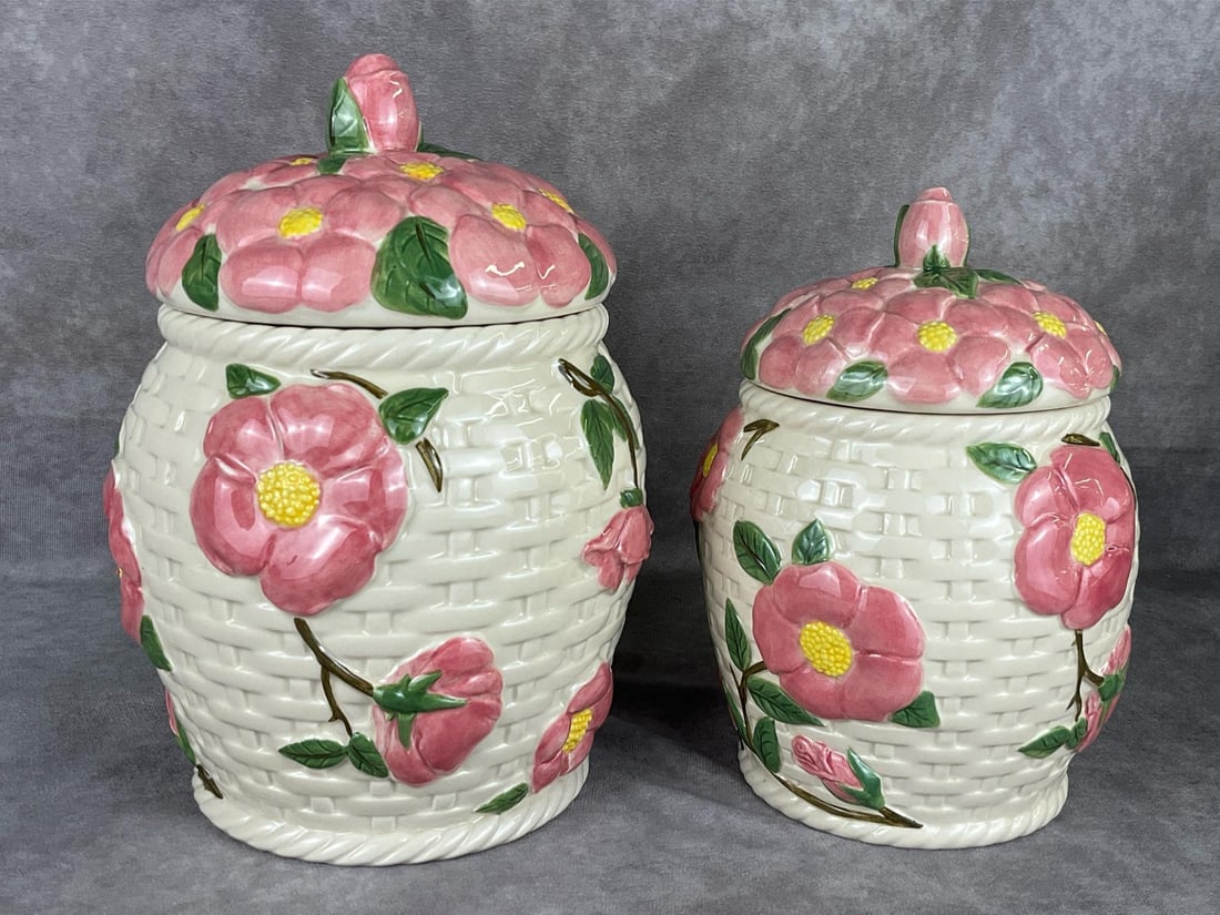Franciscan Desert Rose Basketweave Cookie Jar (1 of 4)