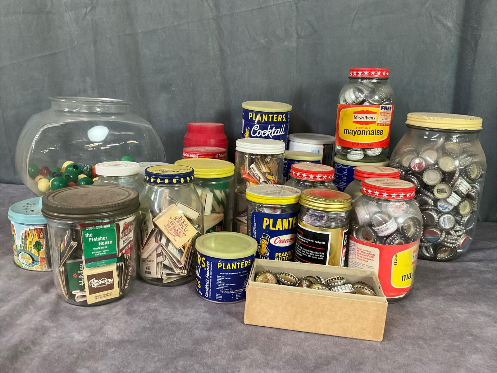 Beads, Bottlecap and Matchbook Collections: Over 100+ bottle caps including Coke, Tab, Mountain Dew, Dr. Pepper, Sprite, RC and more. Some caps stamped for Bottling Companies from Pulaski, Roanoke, Marion Va. Over 100+ matchbooks. Many from Pul