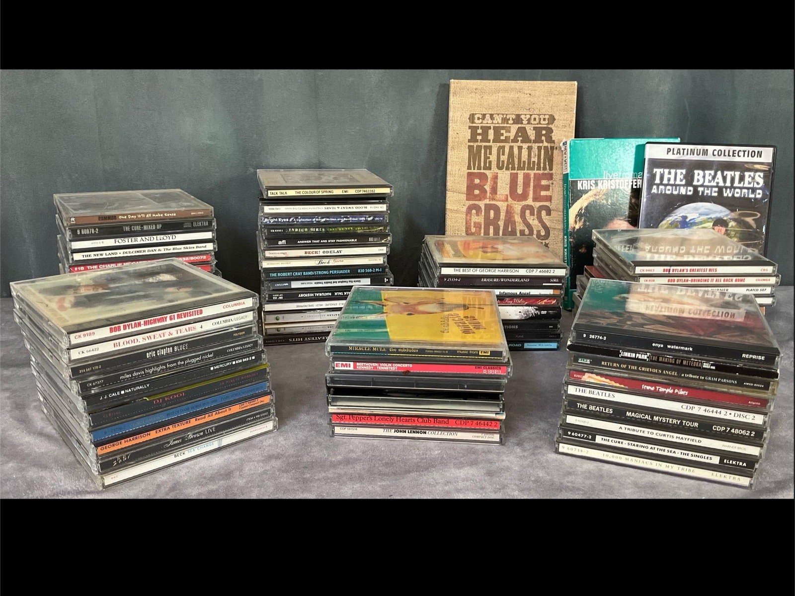 Over 70 Rock, Bluegrass, and More CDs and Dvds: Includes Bob Dylan, Beck, Beatles, Linkin Park, Eric Clapton, Belinda Carlisle, Stevie Ray Vaughan, The Cure, Sheryl Crow, Jack Kerouac, Can't You Hear Me Callin Bluegrass : 80 Years of American Music