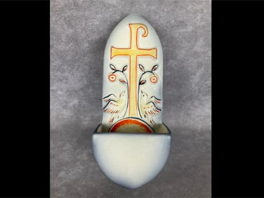 Cross With Doves Holy Water Font