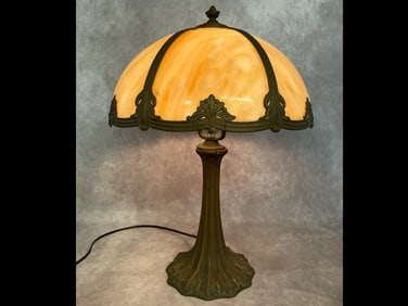 Early 20th Century Caramel Slag Glass Lamp