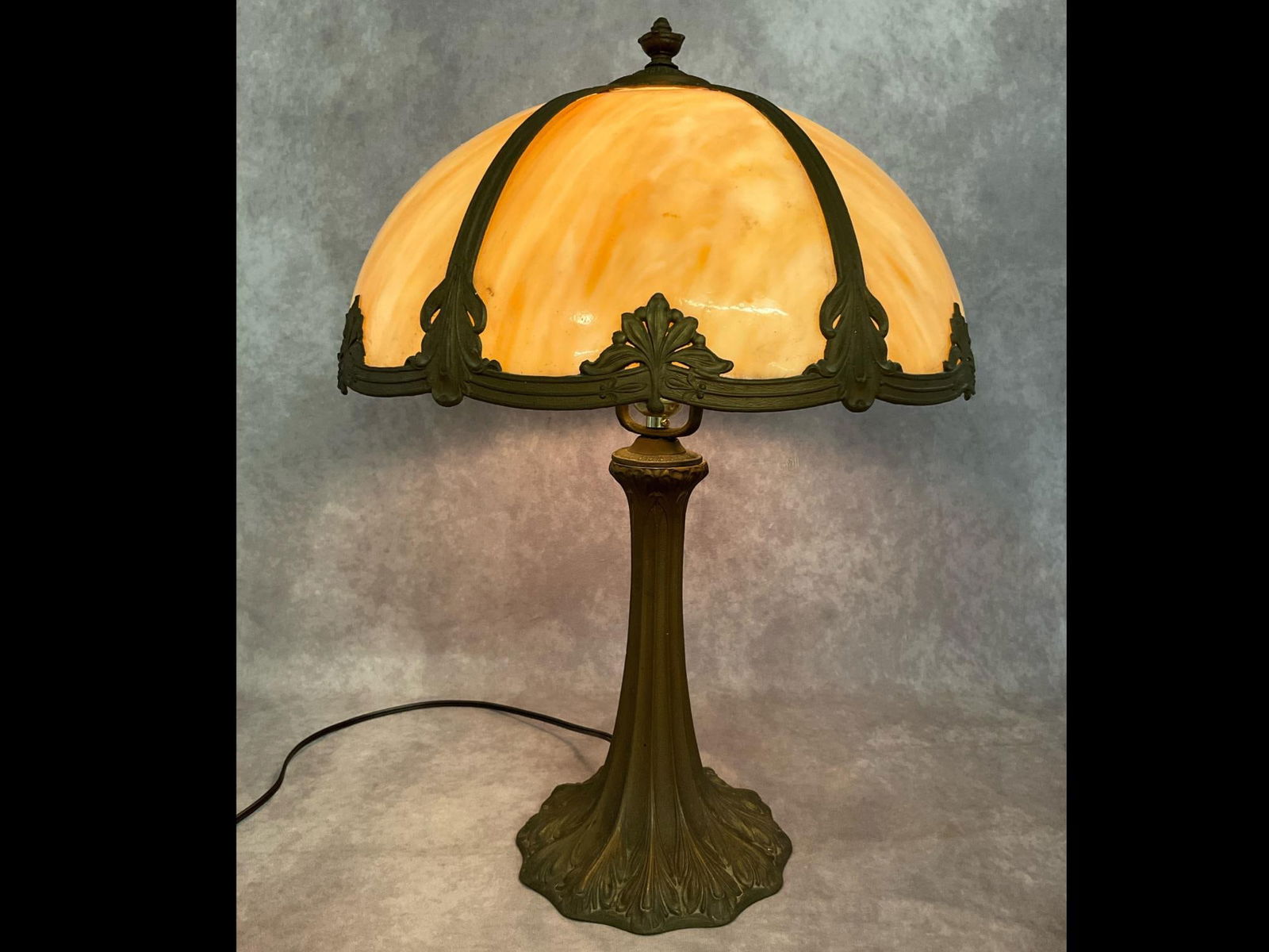 Early 20th Century Caramel Slag Glass Lamp