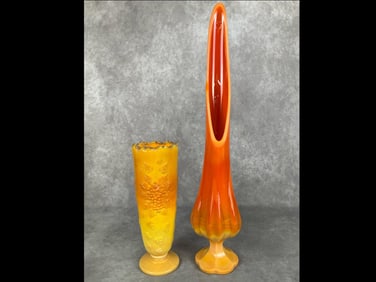 L. E. Smith Bittersweet Glass Vases