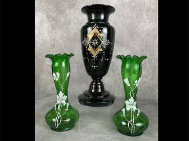 19th Century Enameled Glass Vases