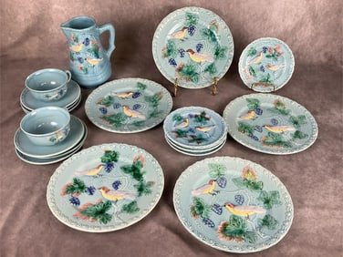 German Birds & Berries Majolica Dishes