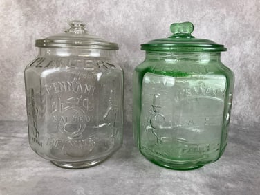 Embossed Glass Planters Peanut Jars