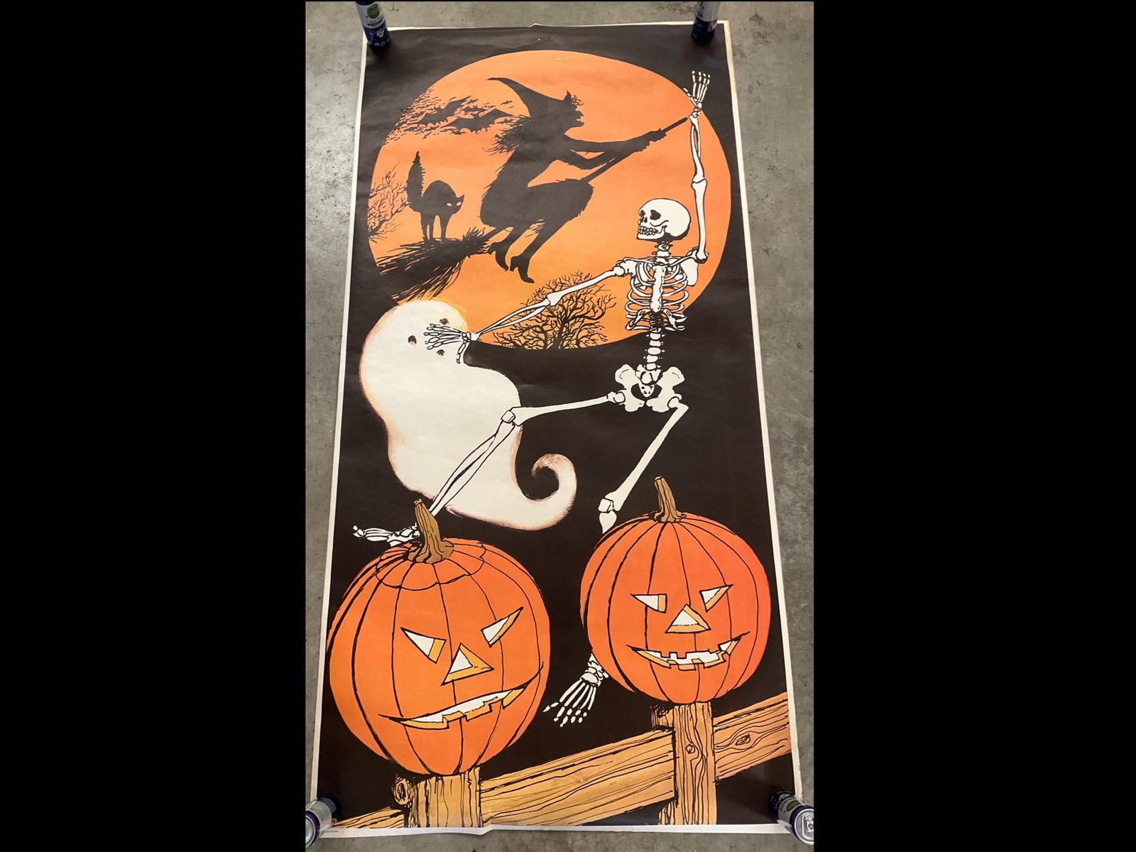 Large Halloween Door Poster: Circa 1980. Made by PSI, Belgium, WI. Printed in USA. Has been stored rolled. Good condition with moderate wear. 36 x 72 inches.