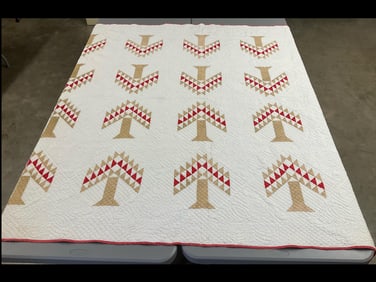 Hand Stitched Tree Block Quilt