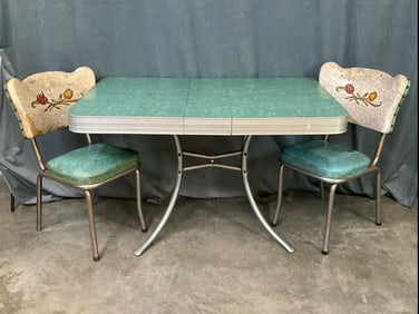 1960's Aqua & Tulips Dinette Set