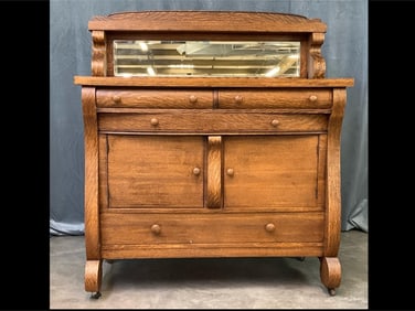 Tiger Oak Mirror Back Buffet