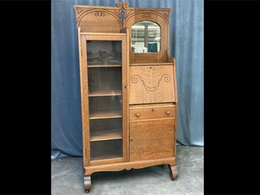 Oak Side By Side Secretary Bookcase