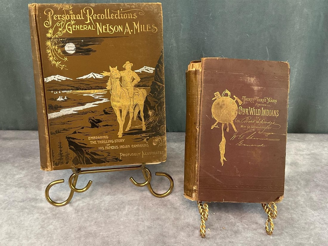 1800's Native American Books: 1896 Personal Recollections and Observations of General Nelson A Miles, illustrations by Frederic Remington and other artists. 1882 Our Wild Indians: Thirty Three Years Experience Among the Red Men of