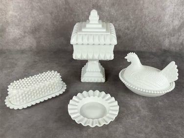 Milk Glass Candy, Hen on Nest & More