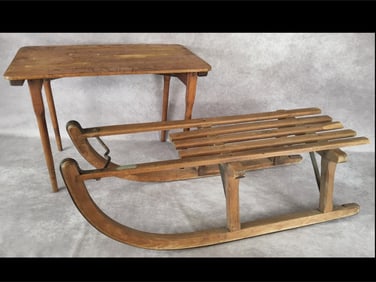 Wooden Sled and Folding Table