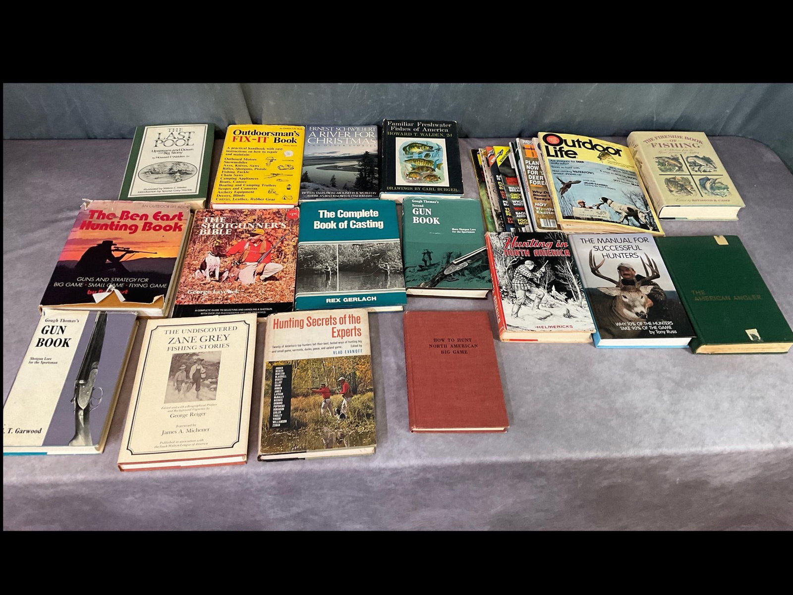 Outdoorsman's Books: Great selection on hunting and fishing. Includes The Undiscovered Zane Grey Fishing Stories, The Complete Book of Casting, Hunting in North America, and many more. All books are hardcover, some missin