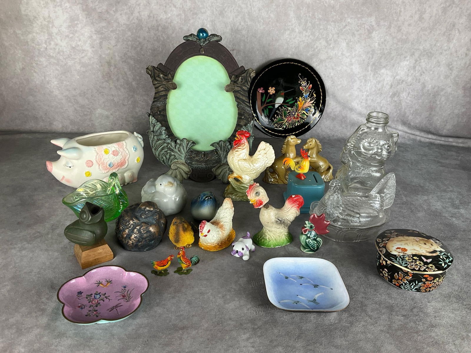 Chalkware Chicken, Hen on Nest & Other Animals (1 of 17)