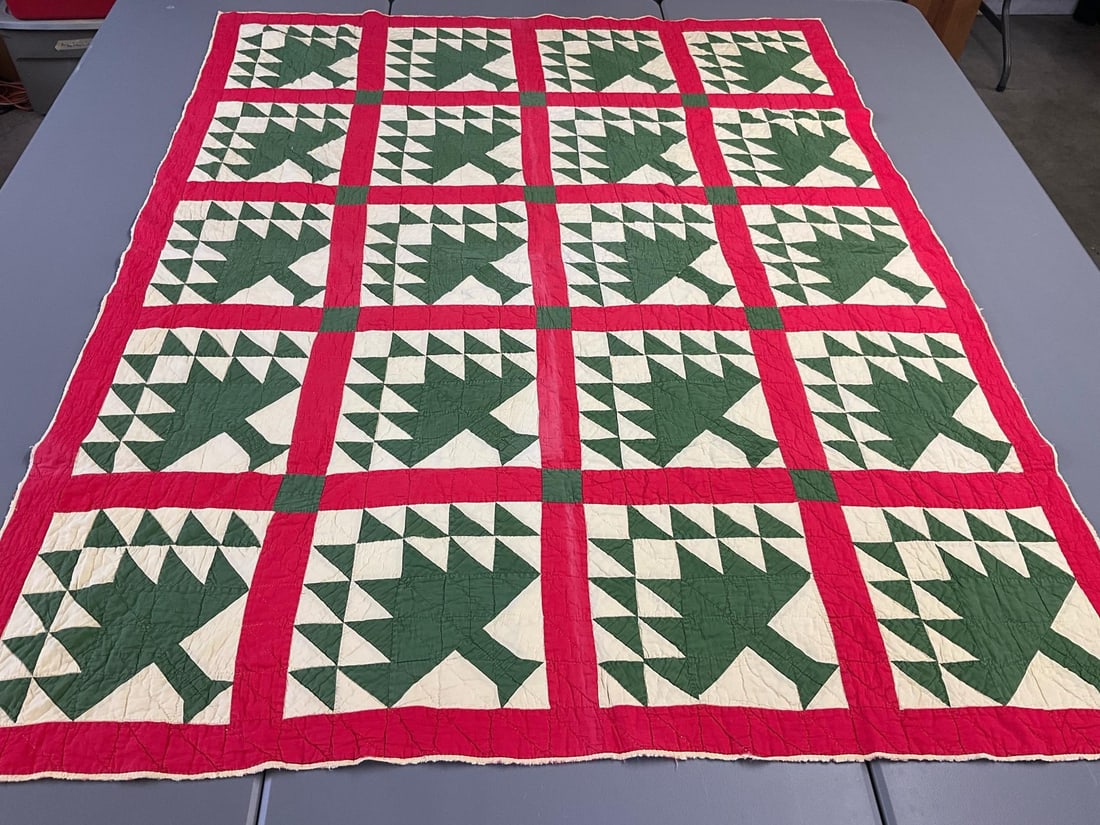 Hand Stitched Tree Block Quilt (1 of 12)