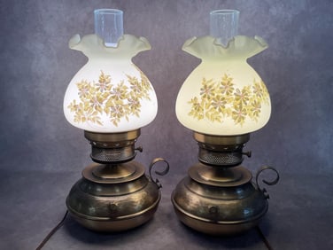 Fenton Colonial Satin Custard Glass Lamps