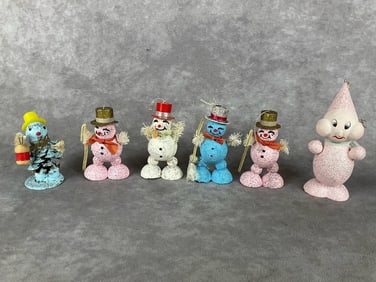 Multi Colored Mica Snowmen Ornaments
