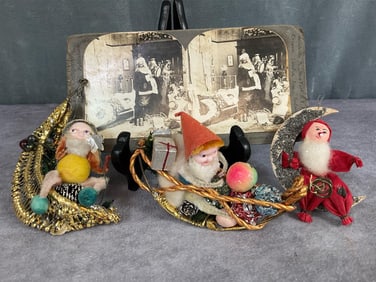 Moon Elves & Victorian Santa View Card