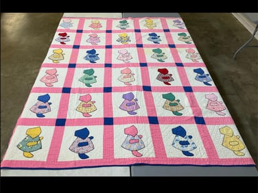 Hand Stitched Sunbonnet Sue Quilt