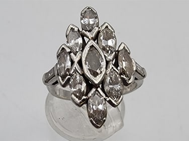 Art Deco Marquis Diamond Cluster Ring