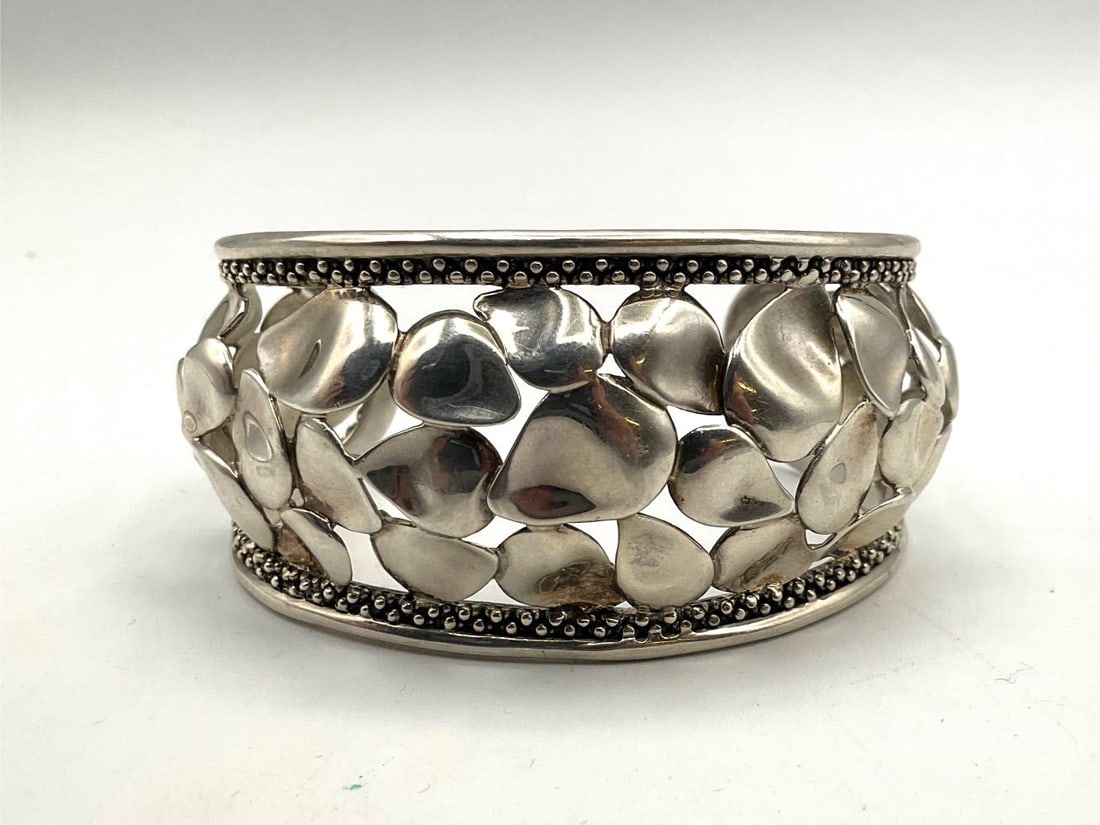 Michael Dawkins Sterling Cuff Bracelet: Good condition. 2.5 inches wide. 1.82 ozt.
