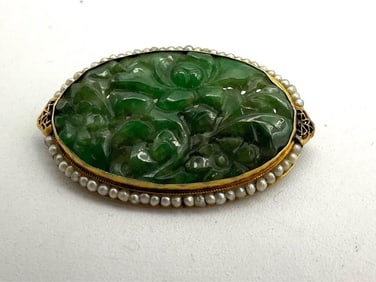 14k Gold & Seed Pearl Brooch