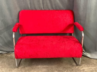 1950's MCM Chrome & Velvet Loveseat